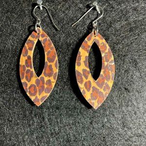 Leather on Cork Leopard Print Earrings